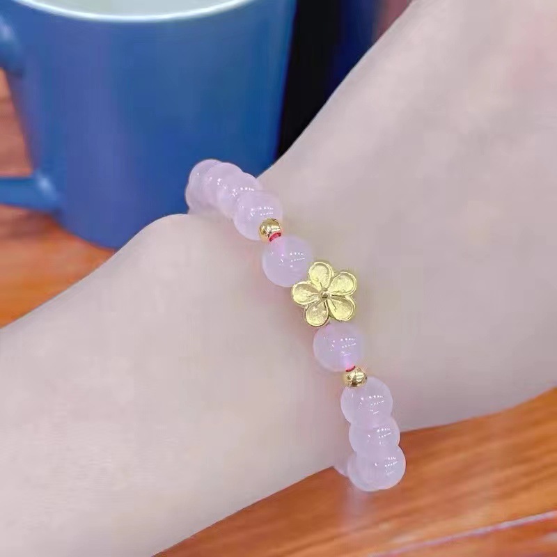 爆款小桃花镀金手链女手串转运珠粉色手串送女友朋友闺蜜礼物