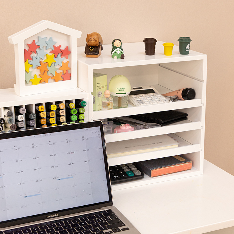 多层桌面置物架a4文件肠粉收纳盒办公桌打印机抽屉式信盘分类书架