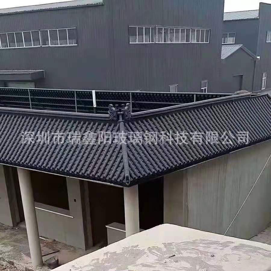 厂家优良玻璃钢别墅寺庙屋面一体仿古瓦 轻质高强度防腐耐用