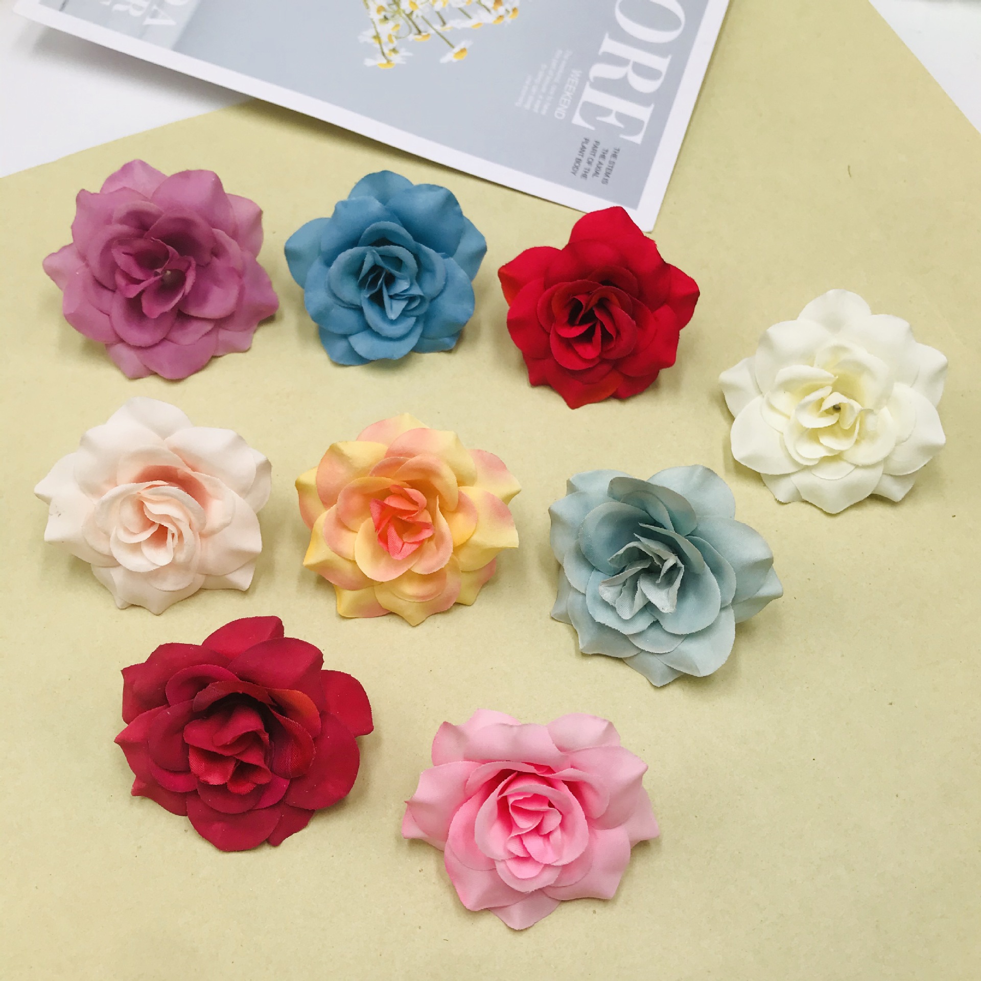 仿真欧美玫瑰花头 发夹婚庆摄影配件 服装服饰配花 灯饰花头-阿里巴巴