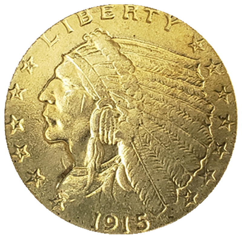 12种不同年份美国印第安头像2.5分金币1908~1915,1926~1929