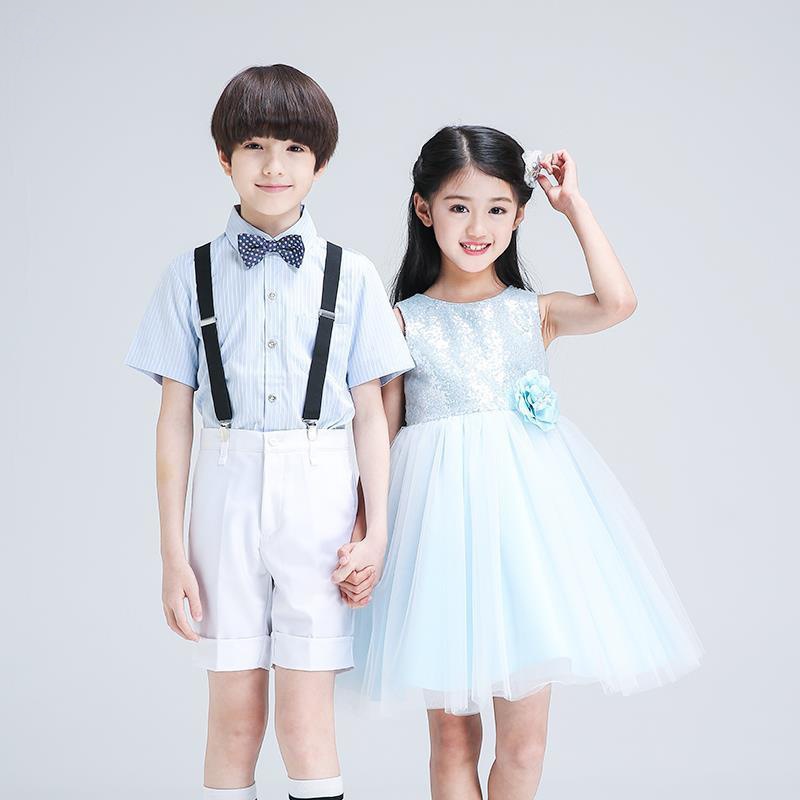 花童礼服男童女童合唱服钢琴演出服男女套装蓬蓬裙六一儿童表演服