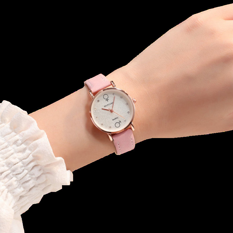 水钻刻度樱花手表樱花粉女学生女生手表潮女简约大方文艺小清新表