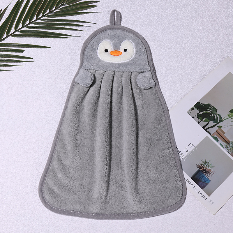 Plus-Sized Thick Cute Cartoon Hanging Hand Towel Absorbent Children's Kitchen Bathroom Rag Household Hanging Towel