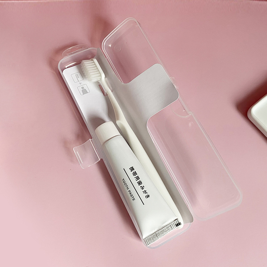 日式便携牙膏牙刷套装软毛带收纳盒旅行出差组合装旅游旅行装盒装