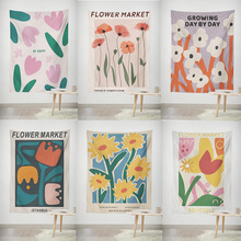 花朵挂毯新款春夏抽象花朵系列挂布沙滩巾家居装饰墙面布置背景布