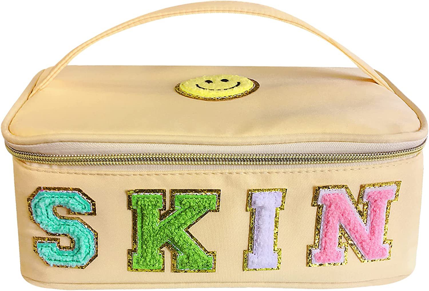 Factory Direct Sales Nylon Waterproof Cosmetic Bag Large Capacity Wash Bag Letter Embroidery Fitness Cosmetics Storage Bag