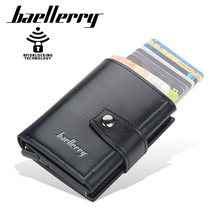BAELLERRY男士卡包欧美自动弹卡式搭扣卡夹新款金属铝壳RFID卡套
