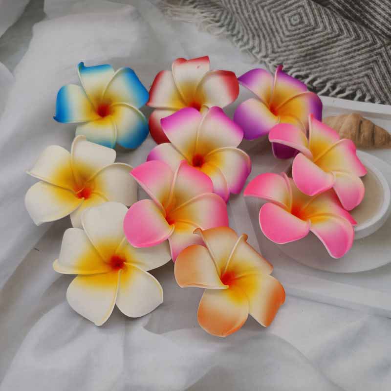 7cmeva鸡蛋花 韩版头饰发饰花 夏威夷滩渡假发卡泳装配饰仿真假花