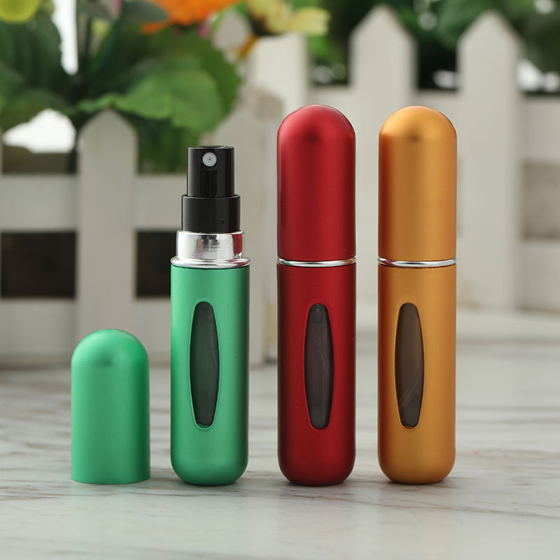 In Stock round Head Perfume Sub-Bottles 5ml Bottom Filling Mini Press Spray Travel Portable Travel Self-Pump