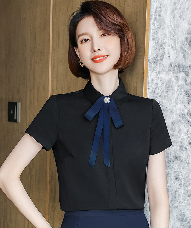 职业装白衬衫女夏短袖周六福珠宝店商场正装寸衣酒店前台工作服装