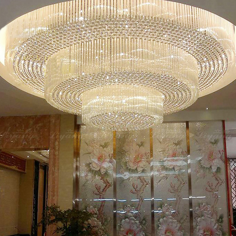 别墅客厅水晶灯奢华圆形吸顶灯大厅吊灯大气宴会厅酒店大堂灯