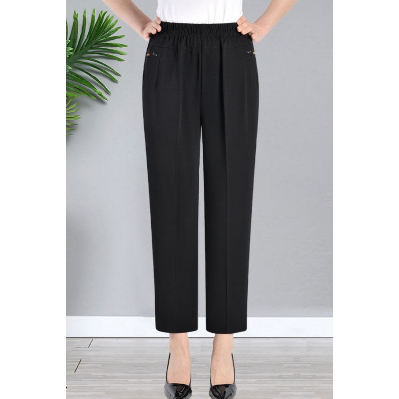 妈妈裤子夏季薄款中老年女裤松紧高腰老年人裤子女夏装奶奶裤冰丝