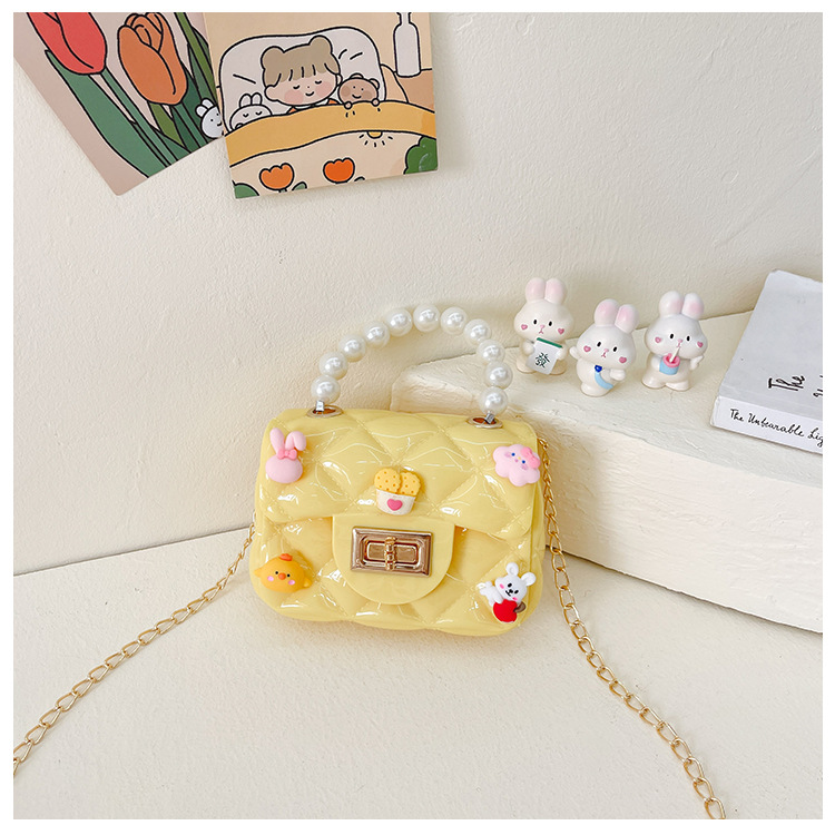 Children's Bag 2024 New Cute Girls' Shoulder Messenger Bag Internet Celebrity All-Match Princess Style Pearl Coin Purse Fashion