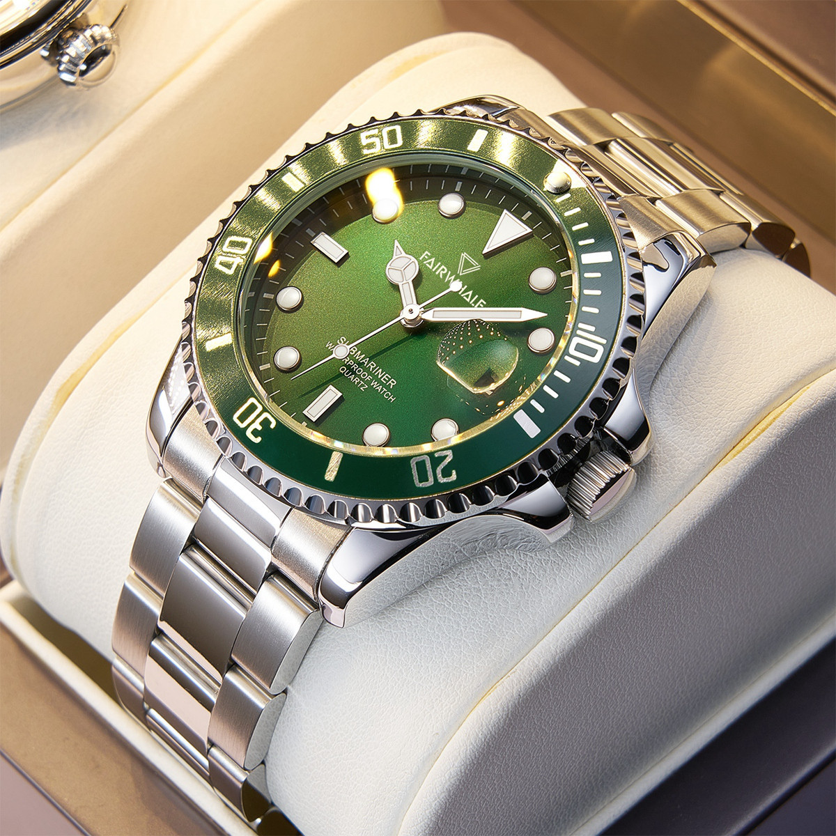 马克华菲爆款绿水鬼夜光日历非机械表 瑞士手表男士防水外贸爆款