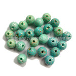 12mm通孔松石圆形散珠金银葱粉蓝松绿松珠泥坑点蓝绿松石圆珠diy