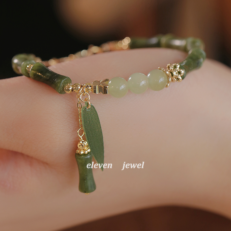 韩国新款新中式复古绿色竹节手链女小众设计感简约百搭送闺蜜手镯