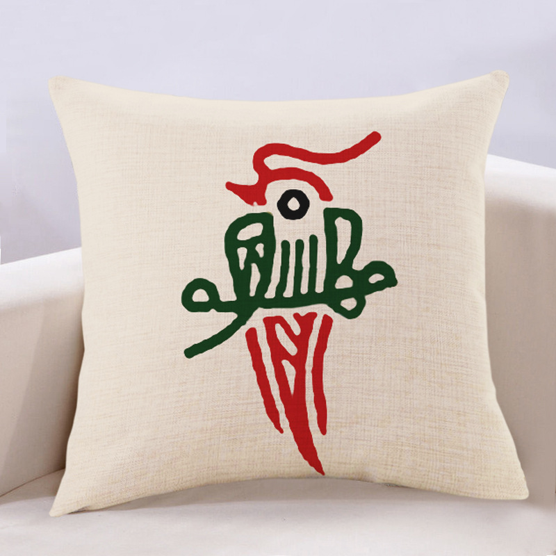 新中式中国风麻将抱枕棉麻客厅红木沙发靠垫创意亚麻车用腰靠枕头