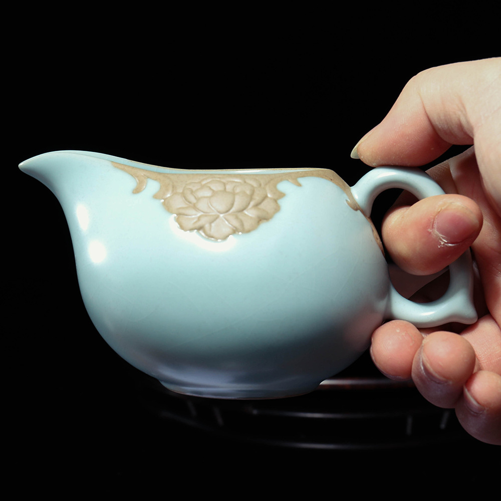 汝窑陶瓷公道杯功夫茶具配件家用泡茶公杯创意分茶器带把公平杯