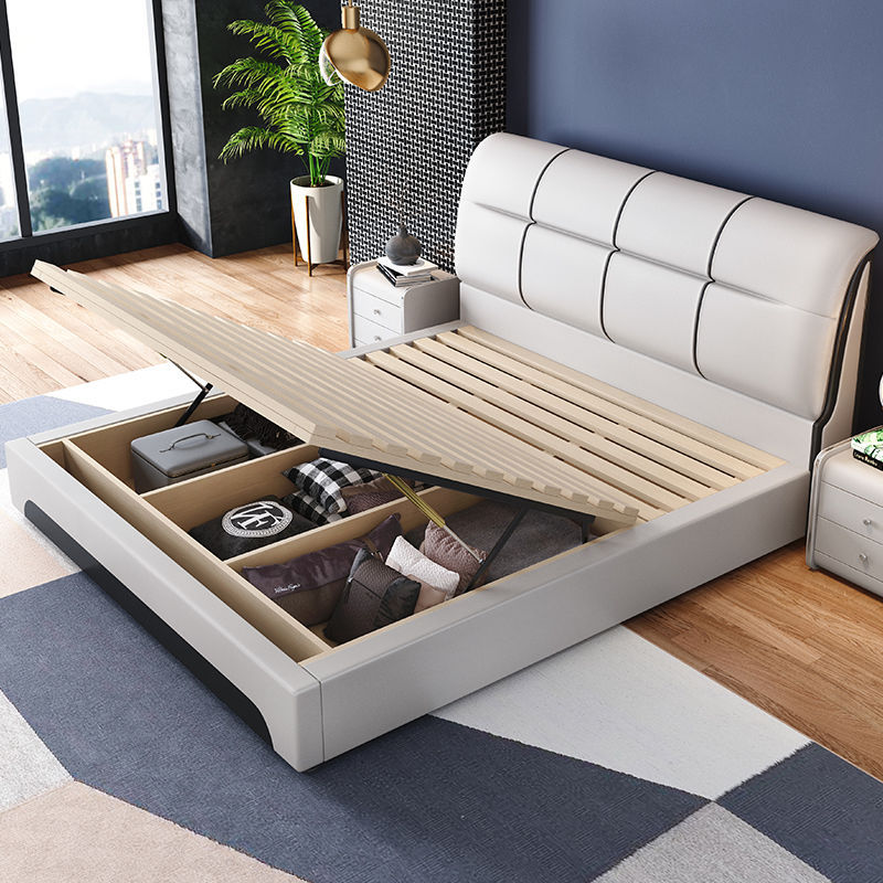 8米婚床主卧抽屉高箱储物双人床1.5米皮床小户型床