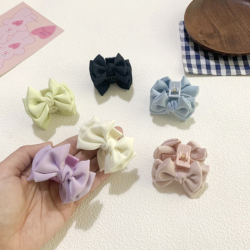 Cream Satin Bow Claw Clip French Princess Hair Claw Small Size Bangs Clip Hair Clip New Clip Hair Accessories