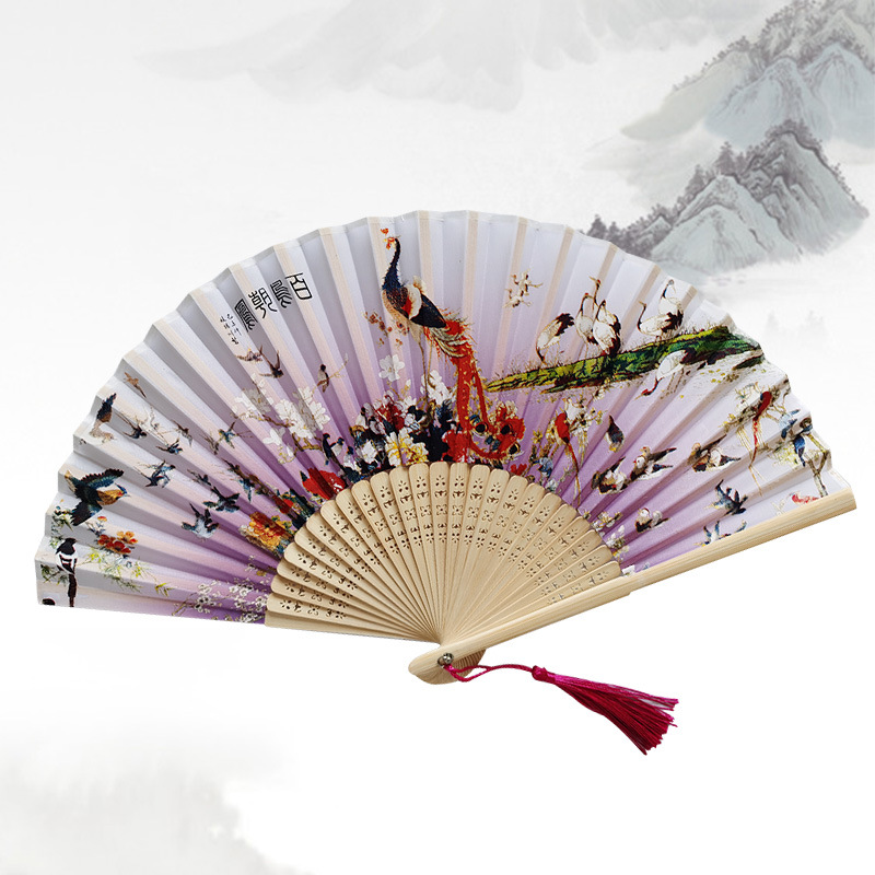 Imperial Palace Fan Summer Folding Fan Ancient Chinese Style Cultural and Creative Gifts Bamboo Fan Retro Imperial Palace Fan Smile Fan