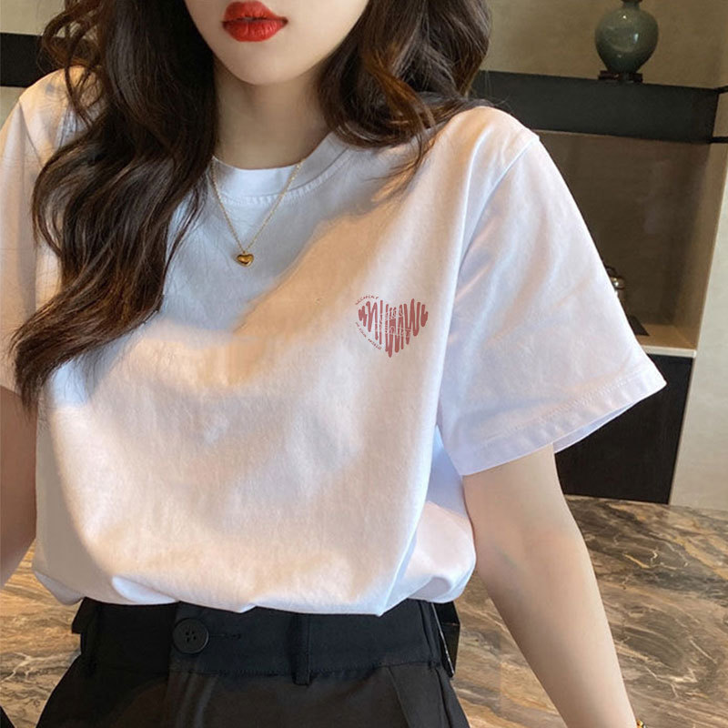 White Pure Cotton Short-Sleeved T-shirt Women's 2024 New Summer Retro Hong Kong Style Chic Niche Design Shoulder Top