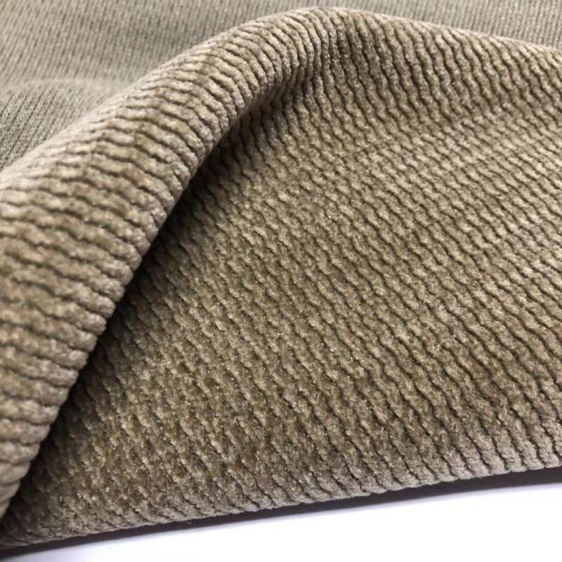 海藻雪尼尔面料 160门幅420克重 涤棉tr雪尼尔 灯芯绒面料s型竖条