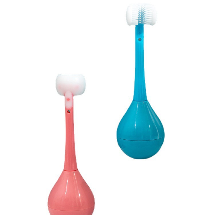 Tumbler Toothbrush Three-Sided Children's Baby U-Shaped Toothbrush Silicone Toothbrush with 2-12 Years Old Treasure Cleaning Teeth Protecting Brush