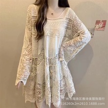 新中式国风长袖镂空设计感针织衫女早春圆领小众蕾丝修身减龄上衣