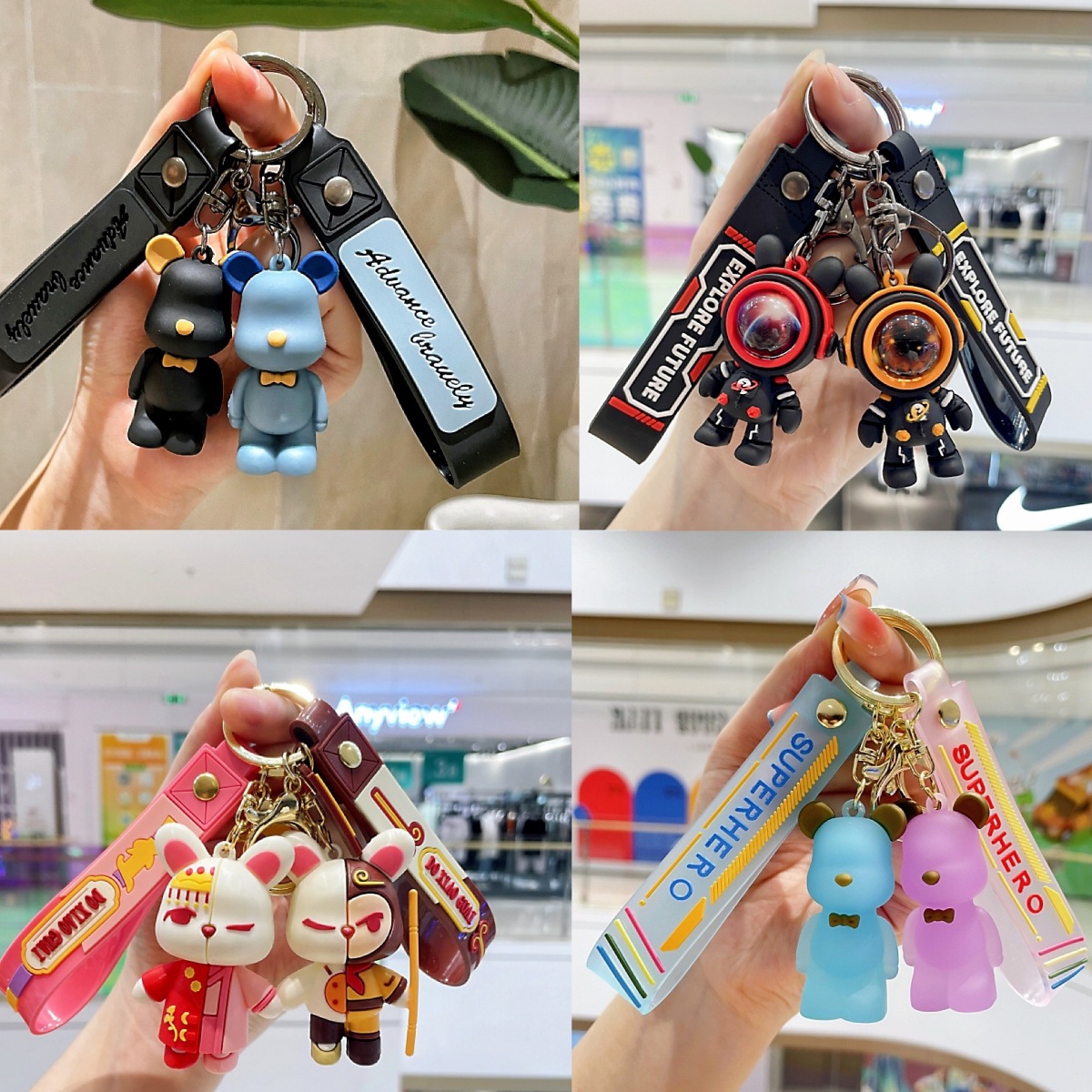 trending creative nordic bear key chain small gift wholesale couple bags pendant car key ring accessories