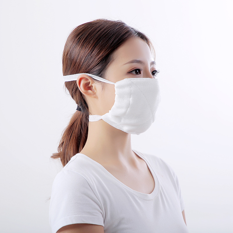 纱布口罩加厚脱脂棉软纱防尘棉布劳保口罩可水清洗透气10只装