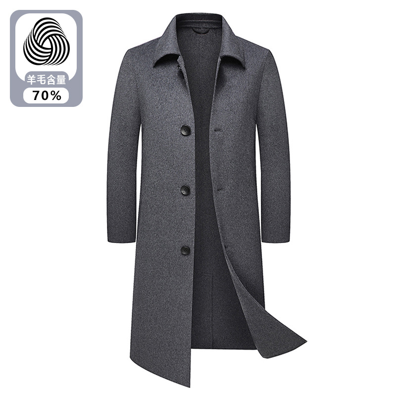 中老年大码男装毛呢大衣男士胖子商务休闲中长款加厚羊毛呢外套