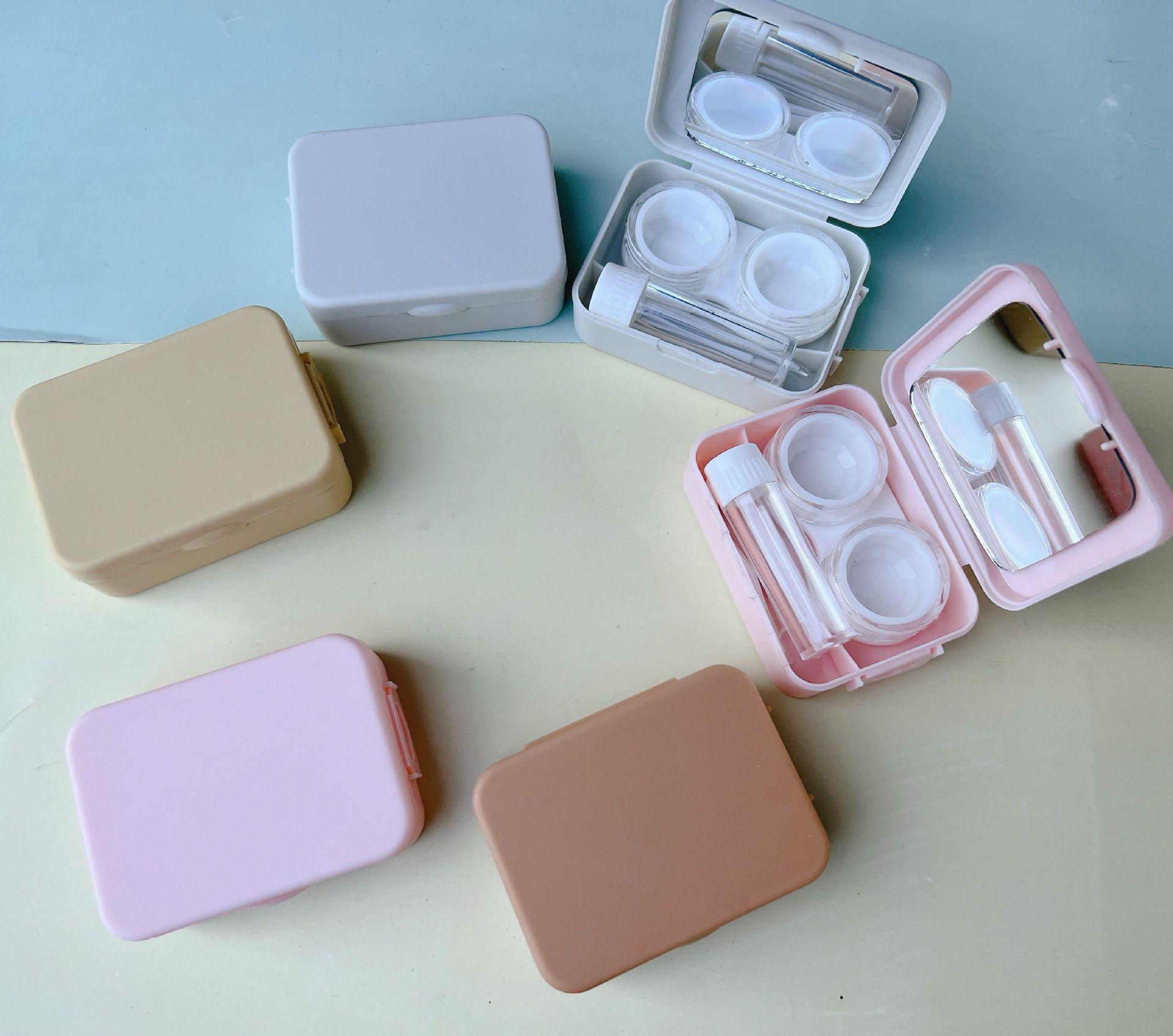 光面磨砂ins风隐形眼镜盒双联盒美瞳盒一体盒