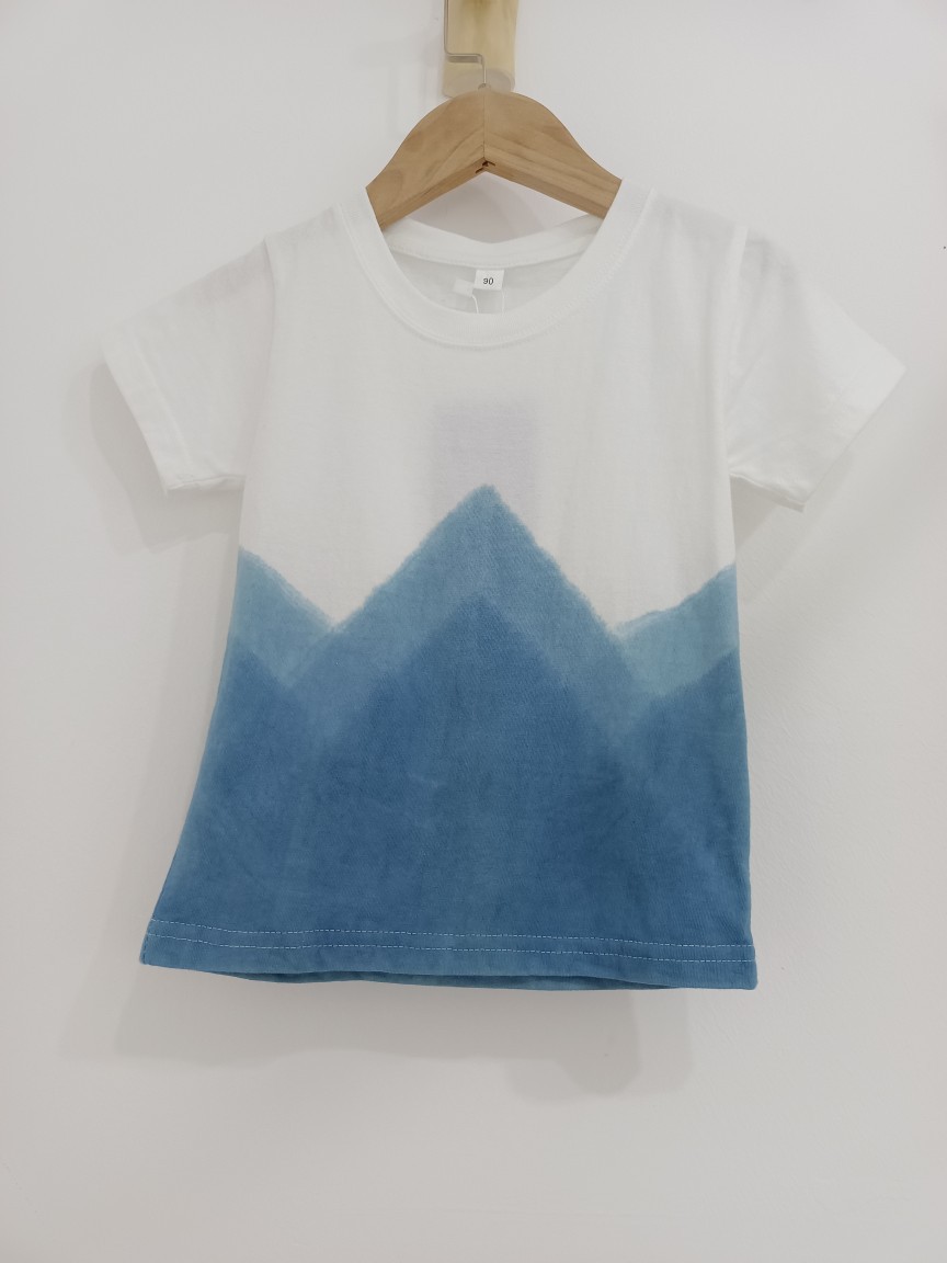 大理扎染手工扎染儿童短袖蓝染渐变山型t恤-阿里巴巴