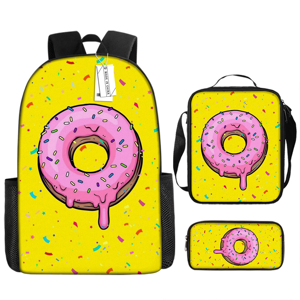 可爱风背包甜甜圈valentina学生动漫卡通图案印花双肩书包笔袋