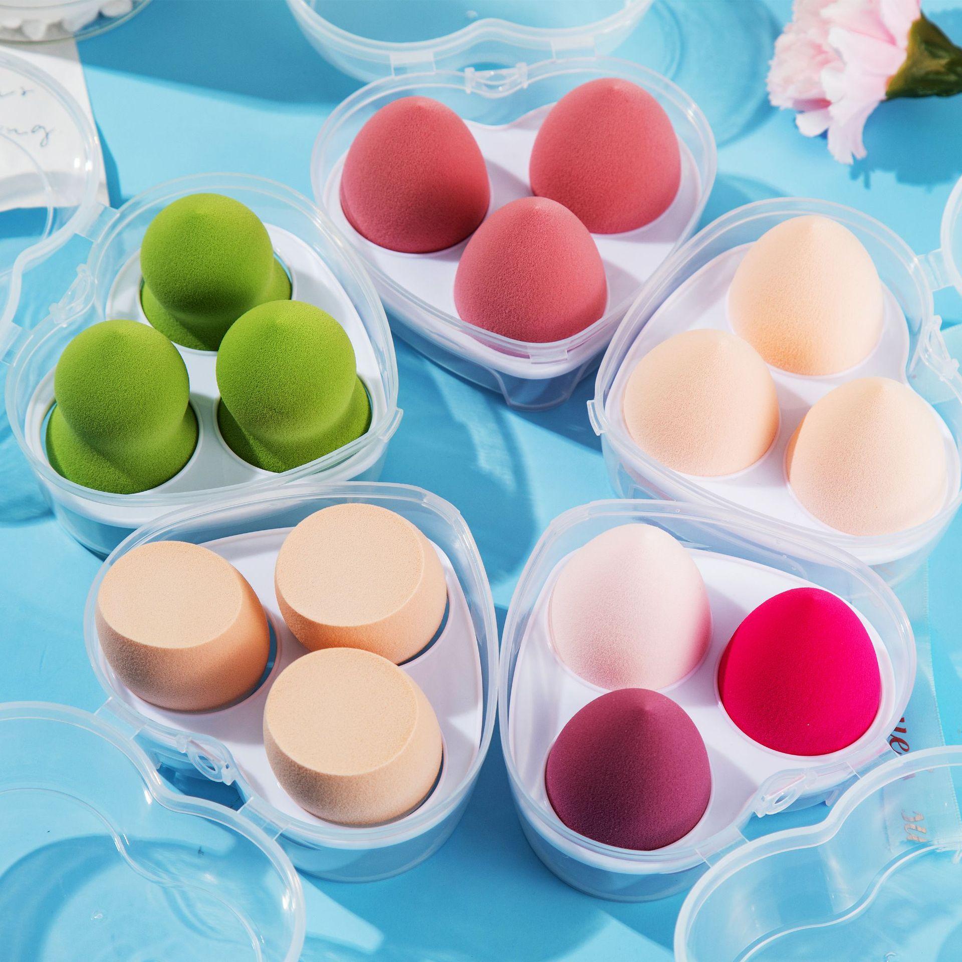 爱心形状美妆蛋 三个装套盒美妆蛋 遇水变大彩妆蛋软葫芦粉扑海棉