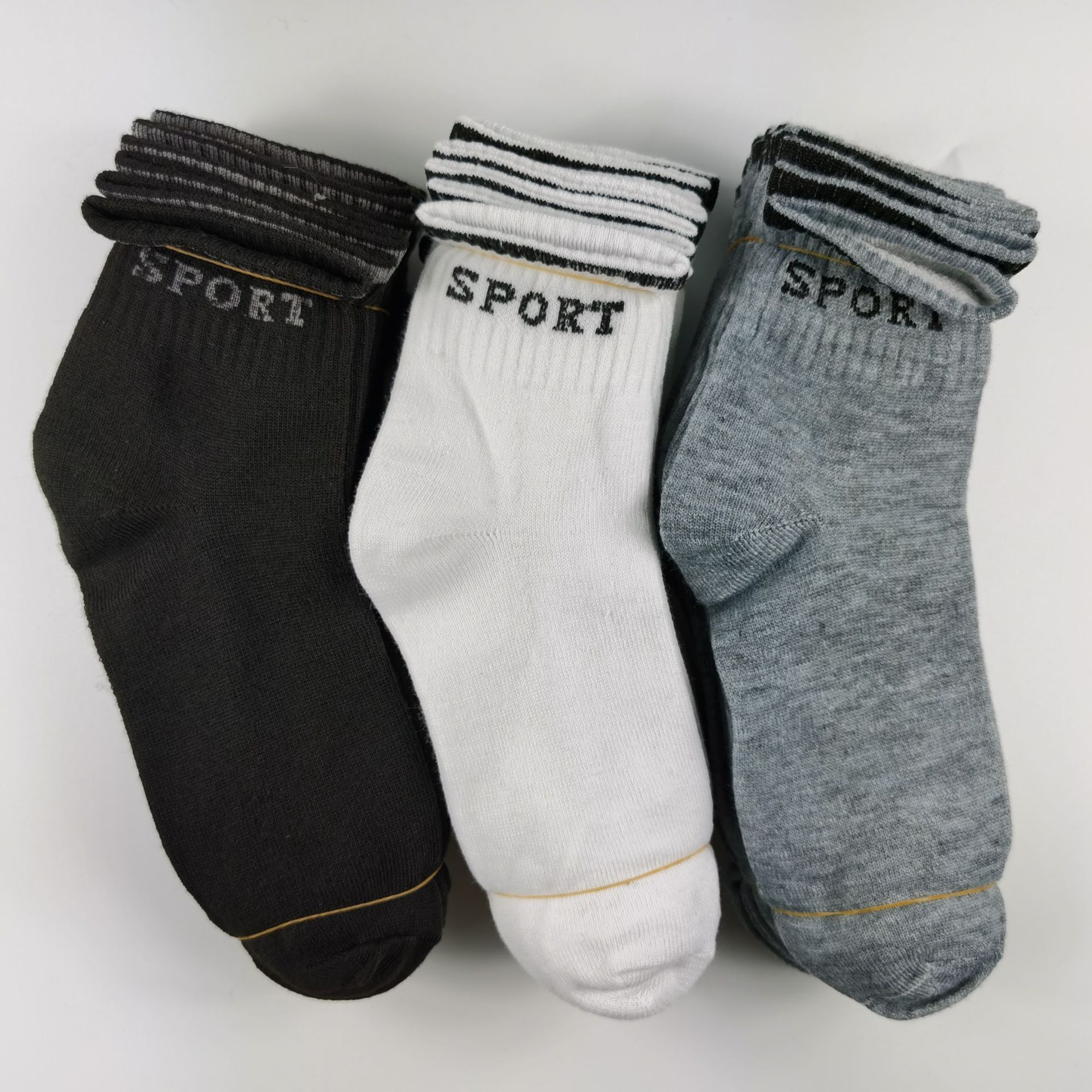 Socks Men's Mid-Calf Black White Gray Socks Athletic Socks Middle-Aged and Elderly Socks Running Rivers and Lakes Socks Wholesale Stall Supply Factory