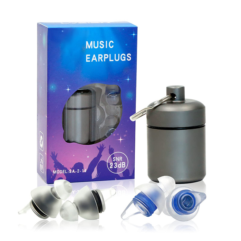 亚马逊热卖铝瓶装1副音频过滤硅胶实用降噪耳塞隔音防护耳塞定制