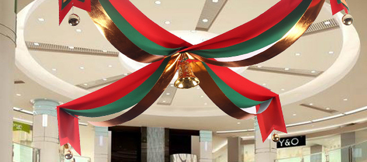 圣诞节装饰彩带十字波浪旗酒店商场大卖场超市天花板吊顶场景布置