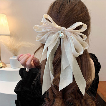 超仙蝴蝶结发夹女 公主头弹簧夹顶夹后脑勺发卡纯欲飘带少女头饰