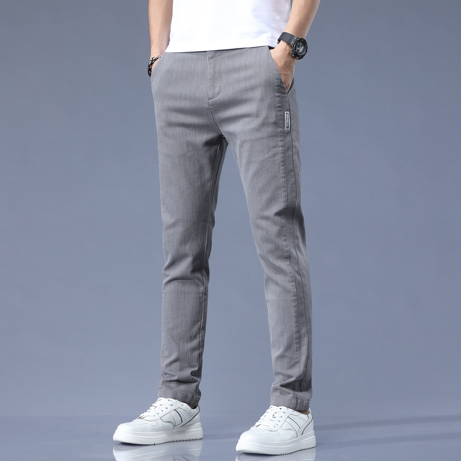 New Autumn Men's Casual Pants Men's Handsome Korean Style Skinny Pants Stretch Sports Youth Thin Trousers Men's Fashion