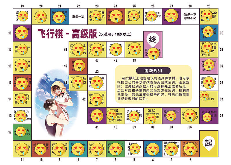 情侣版双人飞行棋大富翁情趣玩具恋爱夫妻互动调情私密生活污游戏