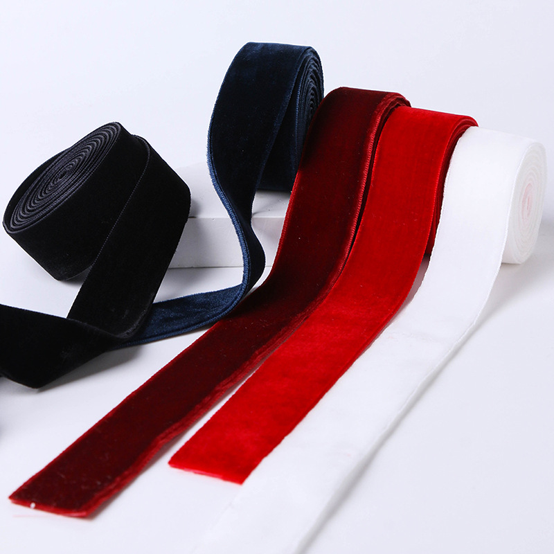 Double-Sided Non-Elastic Color Velvet Ribbon Velvet Ribbon Flocking Cloth with Wool Surface Ribbon Bowknot DIY Clothing