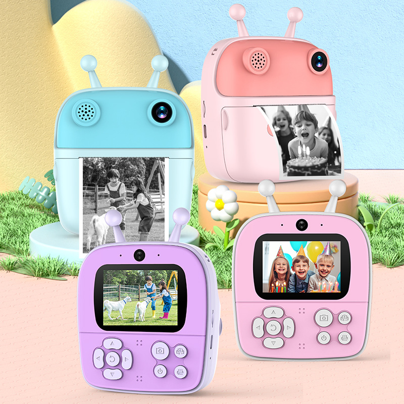 Cross-Border New Snail Children Print Camera Polaroid Digital Camera Cute Cartoon Photo Hd Dual Camera