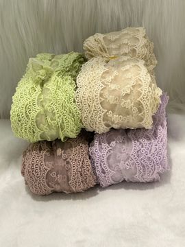 刺绣蕾丝花边牛奶丝玻璃纱棉花边 手工diy蝴蝶结大飘带发夹丝带