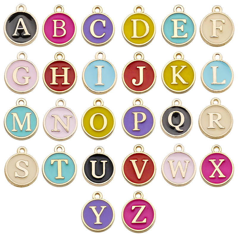 26 Kinds of English Dripping Oil Letter Alloy Accessories 10 Colors Optional DIY Pendant Bracelet Necklace Earrings Ornament Accessories