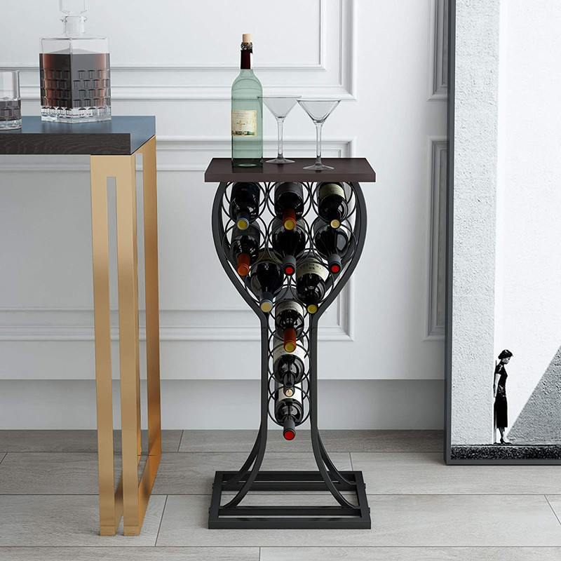 佳华红酒铁艺落地酒架摆件现代简约客厅葡萄酒展示架置物架杯架