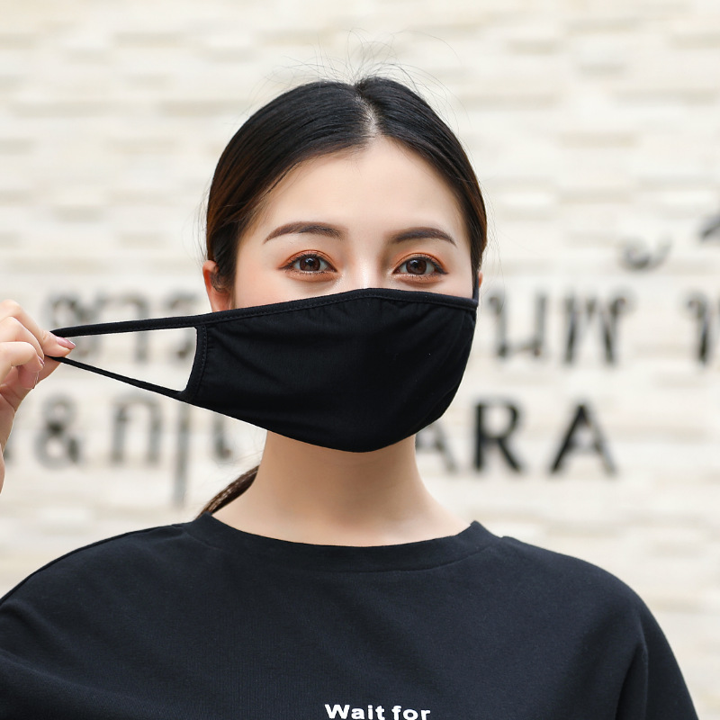 现货黑色莫代尔双层棉质防尘口罩春夏韩版可水洗防护薄款透气冰凉