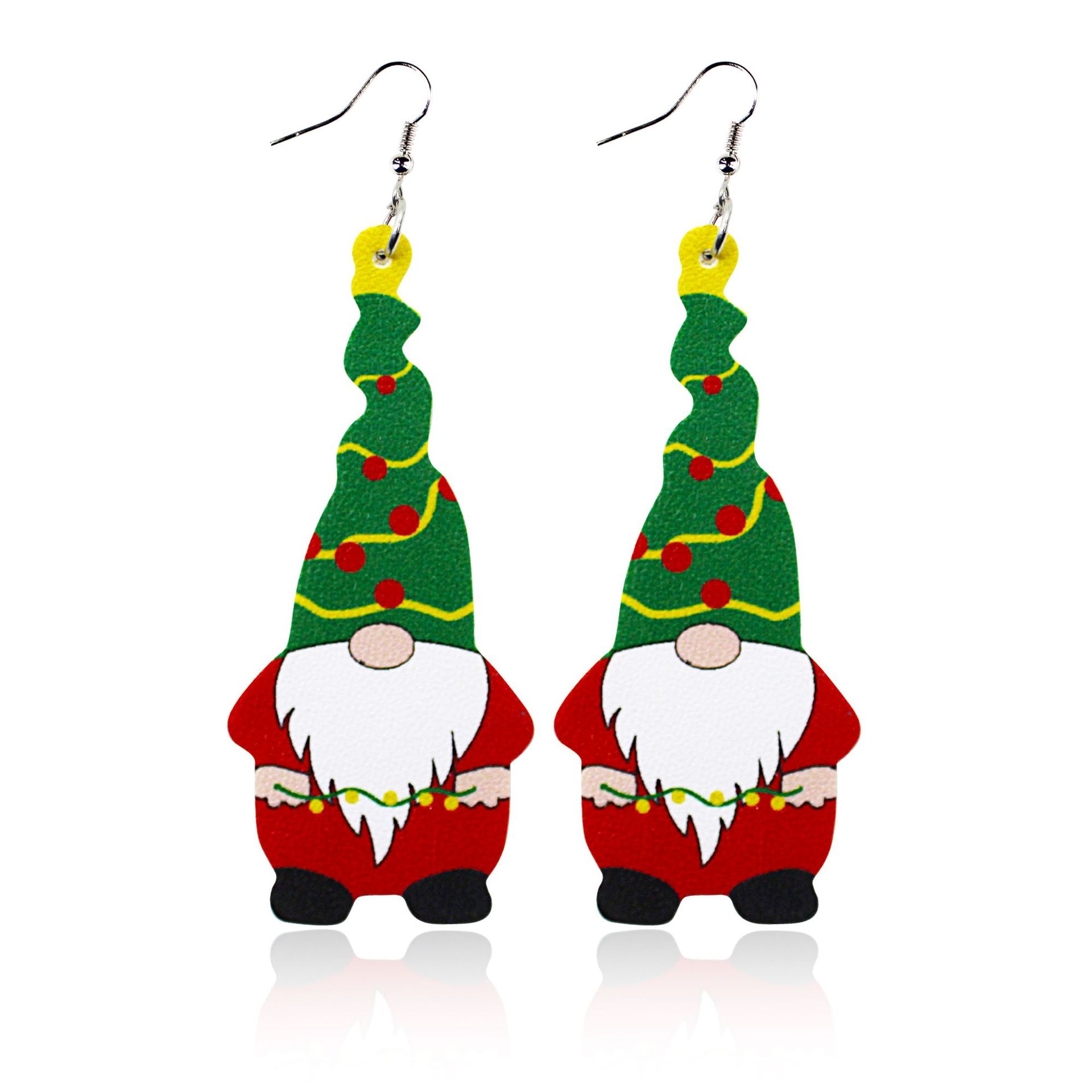 Christmas Elf Dwarf Leather Earrings Eardrops XINGX Snowflake Holiday Decoration Europe and America Cross Border Amazon